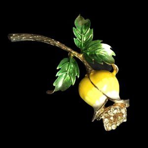 Large Vintage Enamel Bell Flower Brooch